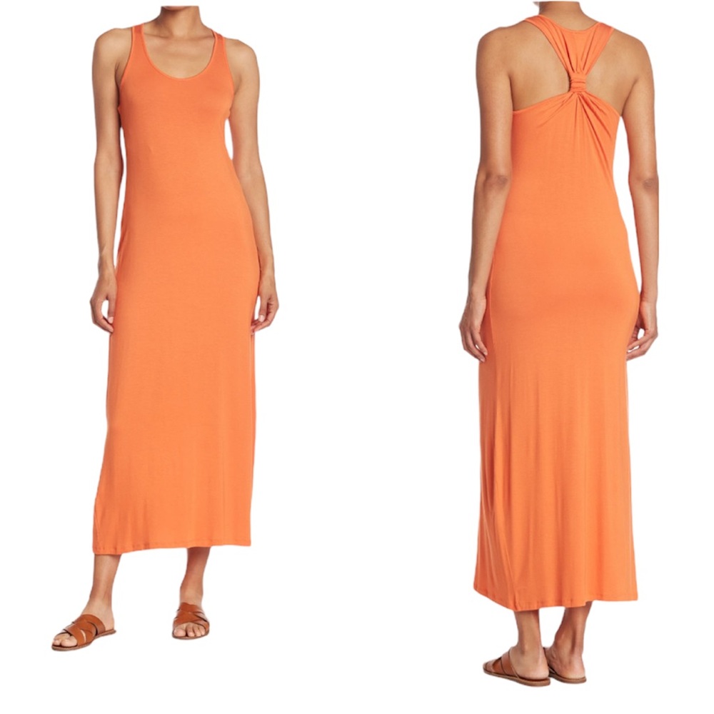 NWT Calvin Klein Racer Back Sleeveless Maxi Dress In EMBER SZ-16